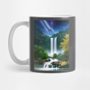 forest waterfall under starry sky Mug